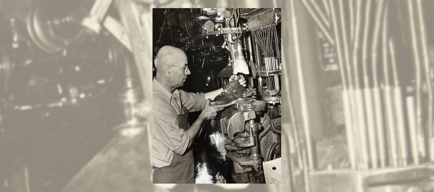 Boot maker in the Chippewa factory.